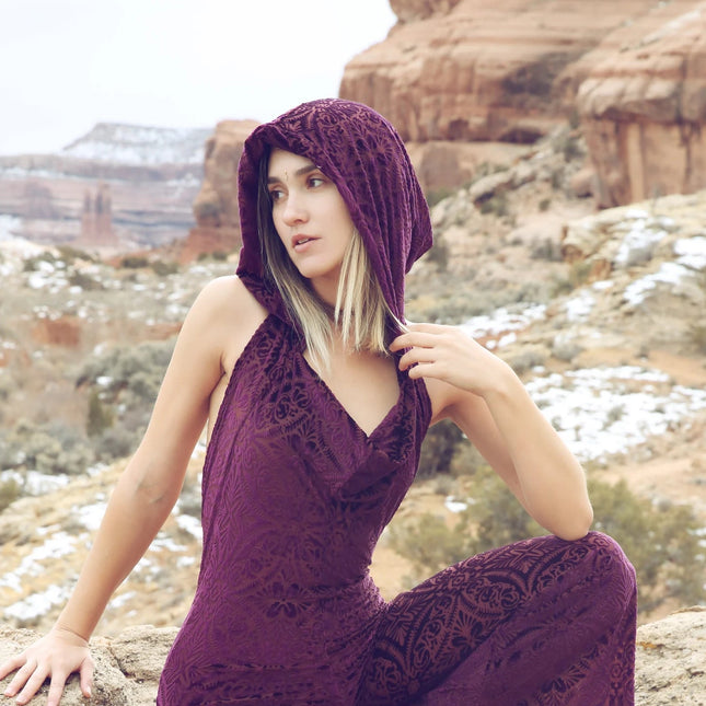 Maroon Burnout Velvet Mystique Onesie